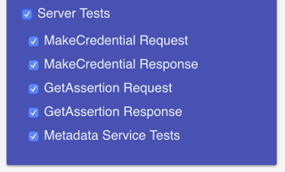 Showing selected FIDO2 server tests